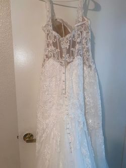 Allure White Size 10 Short Height Sequined Mermaid Dress on Queenly