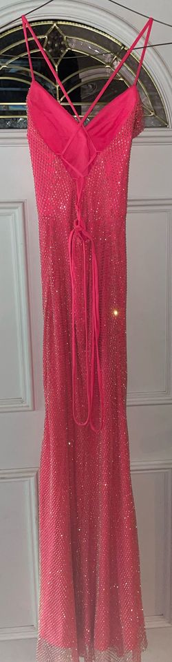 Style 2859 colors dress Pink Size 4 Plunge Pageant Spaghetti Strap Side slit Dress on Queenly