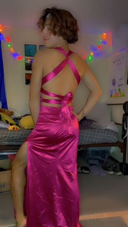 B. Darlin Pink Size 6 Tall Height Plunge Pageant Prom Side slit Dress on Queenly