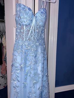 Sherri Hill Light Blue Size 00 Medium Height Short Height Side slit Dress on Queenly