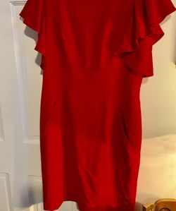 Calvin Klein Red Size 10 $300 Pockets Interview Cocktail Dress on Queenly