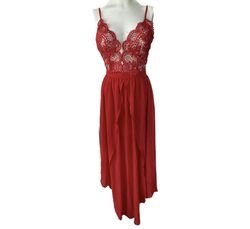 Latulle Red Size 4 Spaghetti Strap Floor Length Side slit Dress on Queenly