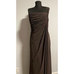 Sophia Tolli Brown Size 12 Military Tulle Floor Length Fitted A-line Dress on Queenly