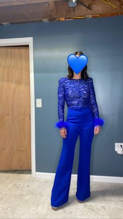Nadine Merabi Blue Size 4 Homecoming Medium Height Prom Jumpsuit Dress on Queenly
