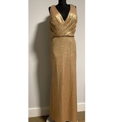 Bari Jay Gold Size 12 Medium Height Wedding Guest 50 Off A-line Dress on Queenly