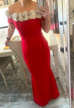 Style 1271 Junnie leigh New York Red Size 4 Free Shipping Floor Length Mermaid Dress on Queenly
