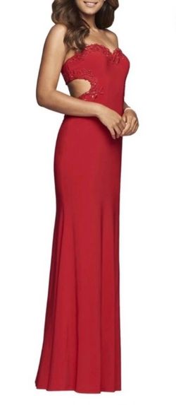 Faviana Red Size 4 Black Tie Prom Mini Straight Dress on Queenly