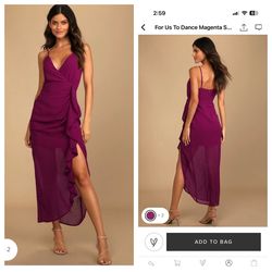 Style 1574436 Lulus Red Size 0 1574436 Magenta Side slit Dress on Queenly