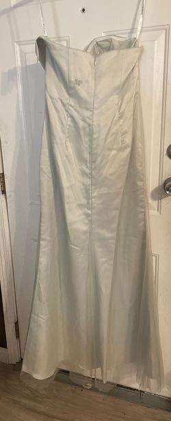 Impression Silver Size 12 Strapless Floor Length Straight Dress on Queenly