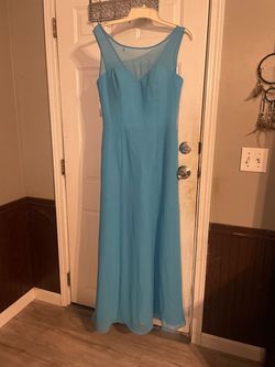 Da Vinci Blue Size 14 Tulle Floor Length A-line Dress on Queenly