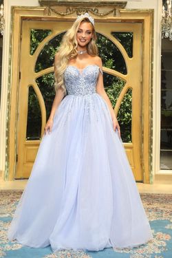 Style PS22917 Portia and Scarlett Blue Size 14 Floor Length Plus Size Ball gown on Queenly