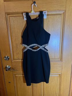 White House Black Market Black Size 4 Jersey Sorority Formal High Neck Cocktail Dress on Queenly