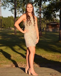 Style 52992 Sherri Hill Nude Size 2 Prom High Neck 70 Off Jersey Cocktail Dress on Queenly