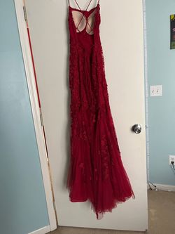 Style 4 Sherri Hill Red Size 0 Jersey Plunge Mermaid Dress on Queenly