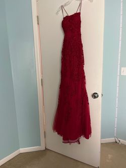 Style 4 Sherri Hill Red Size 0 Jersey Plunge Mermaid Dress on Queenly