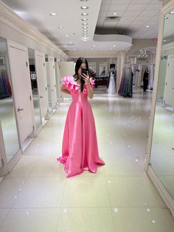 Style 55032 Sherri Hill Pink Size 2 Jersey Tall Height Ball gown on Queenly