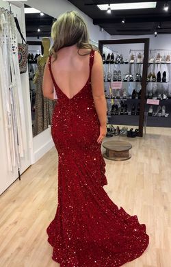 Style 55084 Sherri Hill Red Size 0 Floor Length Jersey Ball gown on Queenly