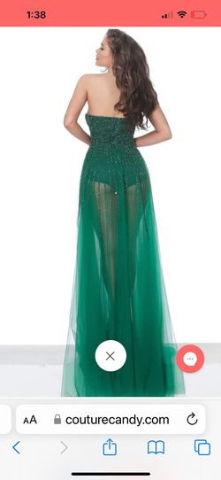 Jovani Green Size 2 Floor Length Strapless Straight Dress on Queenly