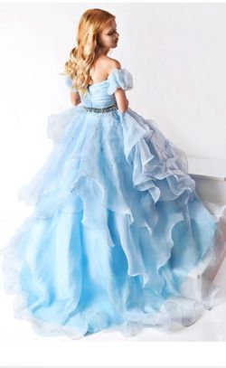 Style 38025 Ava Presley Blue Size 10 Jersey Pageant Cupcake Girls Size Ball gown on Queenly