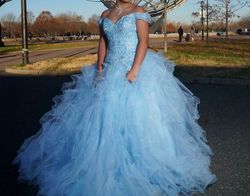Jovani Blue Size 4 Floor Length Quinceanera Ball gown on Queenly