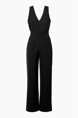 Style 1-1216291763-3236 adelyn rae Black Size 4 V Neck Floor Length Jumpsuit Dress on Queenly