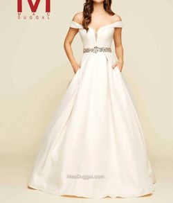 Style 1-1344403353-1498 MAC DUGGAL White Size 4 Free Shipping Floor Length Bustier Ball gown on Queenly
