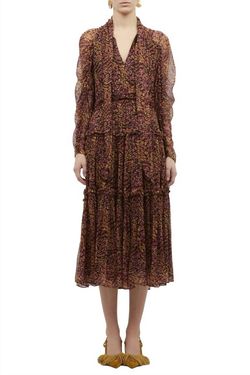 Style 1-1402733163-2168 Ulla Johnson Multicolor Size 8 High Neck Long Sleeve Pageant Cocktail Dress on Queenly