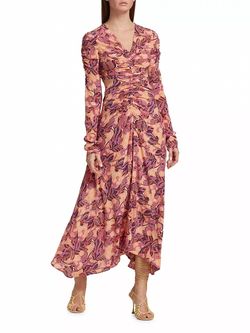 Style 1-1655540974-1901 A.L.C. Multicolor Size 6 Floral Sleeves Silk Cut Out Straight Dress on Queenly