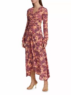 Style 1-1655540974-2168 A.L.C. Multicolor Size 8 Floral Sleeves Silk Cut Out Straight Dress on Queenly