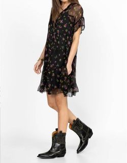 Style 1-2113989069-3472 Johnny Was Black Size 4 Sleeves Tulle Floral Mini Cocktail Dress on Queenly