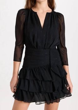 Style 1-236200614-1498 Shoshanna Black Size 4 Tall Height Sleeves Sheer Tulle Cocktail Dress on Queenly