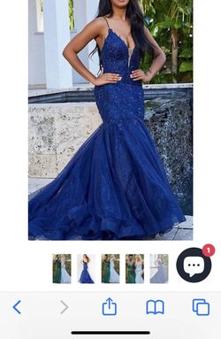Style 1-2909715935-3775 JVN Blue Size 16 Mermaid Dress on Queenly