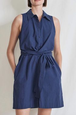 Style 1-300473322-1498 APIECE APART Blue Size 4 Pockets Navy Summer Tall Height Cocktail Dress on Queenly