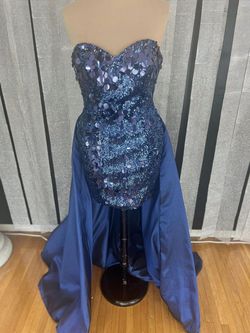 Jovani Blue Size 2 High Low Cocktail Dress on Queenly