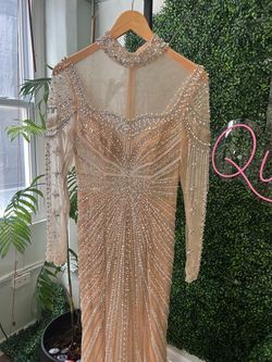 Custom Nude Size 8 Prom Free Shipping Military Floor Length Mermaid Dress on Queenly