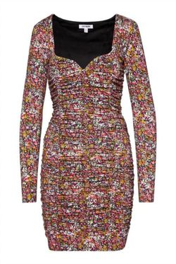 Style 1-3583606867-3855 STEVE MADDEN Multicolor Size 0 Mini Long Sleeve Free Shipping Cocktail Dress on Queenly