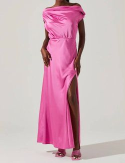Style 1-4040751925-3236 ASTR Pink Size 4 Satin Side slit Dress on Queenly