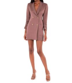 Style 1-4188186657-2901 ASTR Brown Size 8 Blazer Sorority Rush Cocktail Dress on Queenly