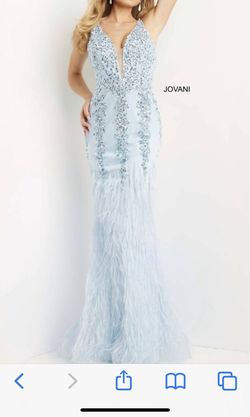 Style 1-852559555-3236 JOVANI Blue Size 4 Floor Length Pageant Free Shipping Straight Dress on Queenly
