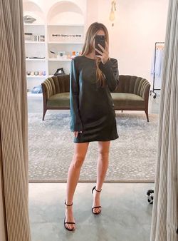Style 1-917599373-3236 Amanda Uprichard Green Size 4 Cut Out Long Sleeve Mini Cocktail Dress on Queenly