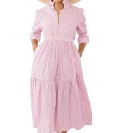 Style 1-961473823-3775 GRETCHEN SCOTT Pink Size 16 Sleeves High Neck Straight Dress on Queenly