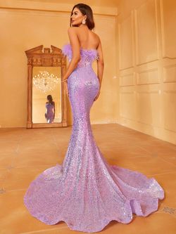 Style LAWD8036 Faeriesty Purple Size 0 Polyester Military Floor Length Mermaid Dress on Queenly