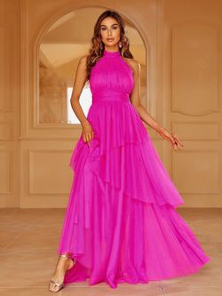Style FSWD8100 Faeriesty Hot Pink Size 8 Halter Straight Dress on Queenly