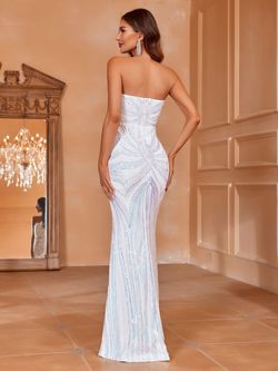 Style FSWD0328 Faeriesty White Size 0 Prom Floor Length Tall Height Polyester Sequined Mermaid Dress on Queenly