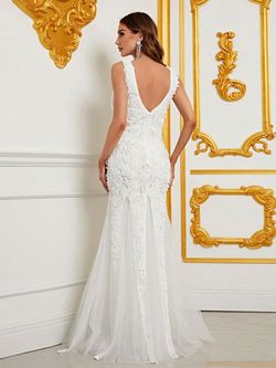 Style FSWD1111 Faeriesty White Size 0 Polyester Sheer Fswd1111 Mermaid Dress on Queenly