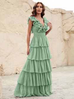 Style FSWD0958 Faeriesty Green Size 0 Tall Height Polyester Straight Dress on Queenly