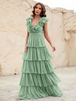 Style FSWD0958 Faeriesty Light Green Size 4 Tulle Polyester Straight Dress on Queenly