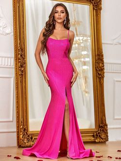 Style FSWD1202 Faeriesty Pink Size 4 Spandex Jersey Tall Height Side slit Dress on Queenly