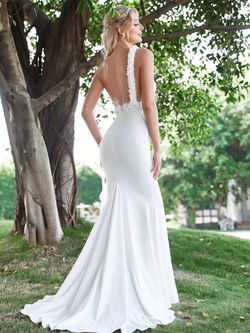 Style FSWD1610 Faeriesty White Size 12 Military Backless Floor Length Mermaid Dress on Queenly