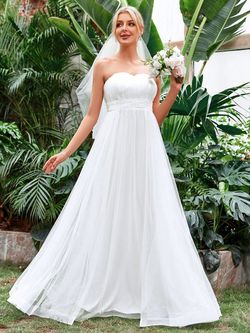 Style FSWD1093 Faeriesty White Size 4 Sheer Polyester Engagement Straight Dress on Queenly
